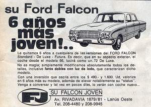 Publicidad de la epoca en la que se modificaba el aspecto del Falcon
